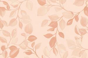 Vintage minimalist foliage pattern featuring light orange leaves on a pink background designed for home decor and textiles photo