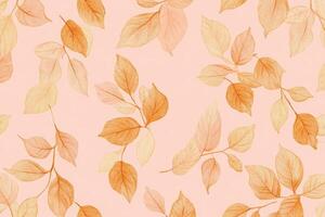 Vintage minimalist foliage pattern featuring light orange leaves on a pink background for home decor and textile design photo