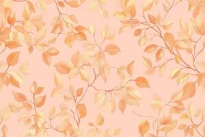 Vintage minimalist foliage pattern featuring light orange leaves on a pink background, ideal for home decor and stationery design photo