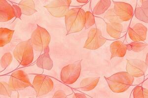 Vintage minimalist foliage pattern featuring light orange leaves on a soft pink background for stylish home decor and stationery photo