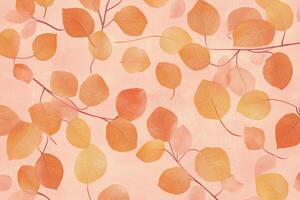 Vintage minimalist foliage pattern featuring light orange leaves on a soft pink background suitable for home decor and stationery photo