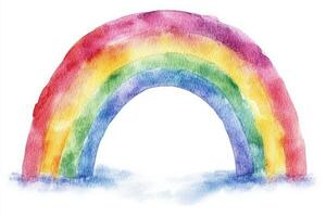 A colorful watercolor rainbow illustration representing joy and hope, set against a clean white background for versatile use in various projects photo