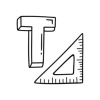 An illustration of letter T stands for T Triangle ruler vector