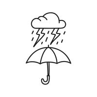 A thunder shape hovering above an umbrella vector