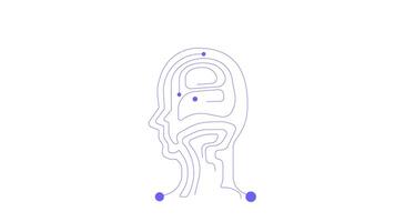 Abstract digital human head circuit 2D onboarding ui animation. Artificial intelligence. Machine learning. Neural network technology animated cartoon flat concept metaphor 4K isolated on white video