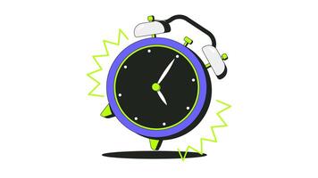 Ringing alarm clock 2D onboarding ui animation. Time management. Urgency, reminder, scheduling. Hurry alarmclock. Morning wake up animated cartoon flat concept metaphor 4K isolated on white video