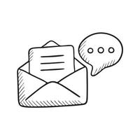 A talk icon beside an open letter vector