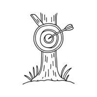 A target board pinned on trunk of a big tree vector