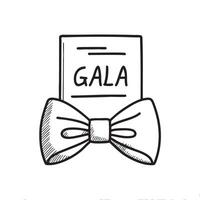 A tie bow folded near a note marked gala vector