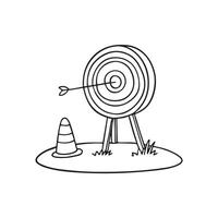 A target with stand on grass beside a small cone vector