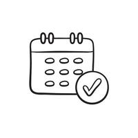 A tick mark near a calendar date marked with a circle vector