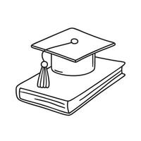 A tassel swaying from a graduation cap on a stuck book vector