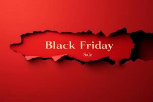 Exciting announcement for the Black Friday sale featuring a torn paper effect on a vibrant red background to capture attention photo