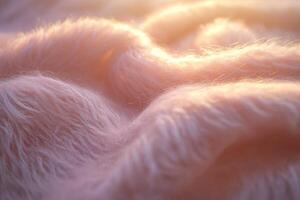 A close-up of a soft mohair blanket highlighting its fluffy texture and warmth in gentle light during a cozy afternoon photo