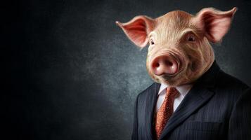 Dapper pig character representing humor and business in a whimsical artistic setting photo