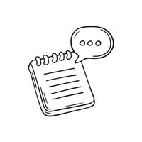 A talk symbol hovering above a notepad vector