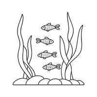Tetras darting between plants in water vector