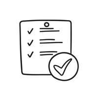 A tick mark drawn beside a list on a sticky note vector