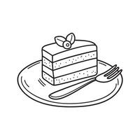 A tiramisu slice placed beside a dessert fork on a plate vector