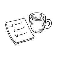 A task note lying near an empty cup vector
