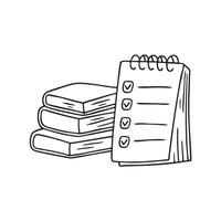 A task chart beside a books vector