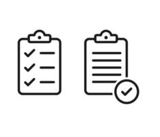 Clipboard icon set. Checklist on the clipboard line icon with checkmarks, checklist. Stock illustration vector