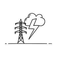 A thunder shape beside a power line in the open field vector