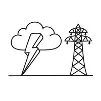 A thunder shape beside a power line vector