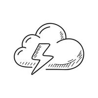 A thunder symbol drawn beside a sleeping cloud on paper vector