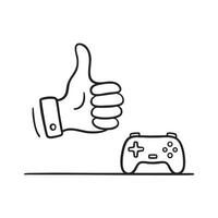 A thumb symbol next to a game controller on a living room floor vector