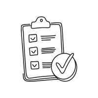 A tick mark beside a completed task on a clipboard vector