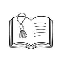A tassel hanging from a bookmark inside an open book vector