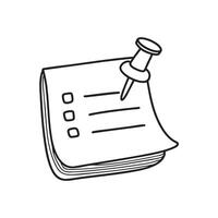 A thumbtack pinned on top a list note vector