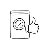 A thumb symbol near a book with a recommended label vector