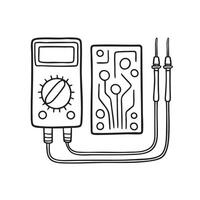 A test meter placed beside circuit board vector