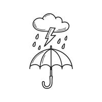 A thunderstorm hovering above an umbrella vector