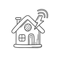 A thunder symbol near a house with a antenna vector