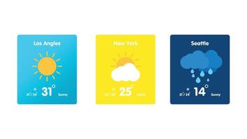 Weather forecast widget icon set stock illustration vector