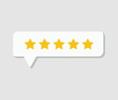 Five star rating in paper cut style design isolated on grey background. Feedback, Review, and rate us concept. vector