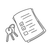 A task card on the table beside keys vector