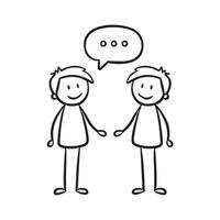 A talk symbol floating between two standing persons vector