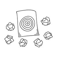 A target sheet lying near crumpled paper balls vector