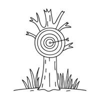 A target board pinned on trunk of a big tree in the forest vector