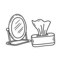 A tissue pulled out beside a small mirror vector