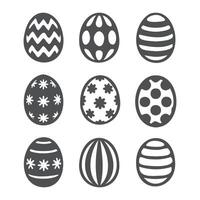 Set of black and white eggs. set of easter eggs, silhouette. Easter day element set. illustration of egg. vector
