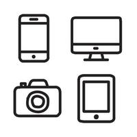 Electronics icon set, black color on white background. vector