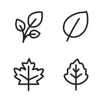 Leaf icon set, black color on white background. vector
