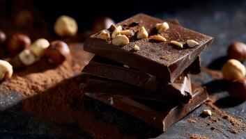 Chocolate bar with nuts and chocolate photo