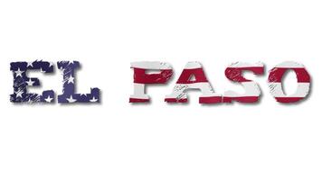 El Paso Text with USA Flag Waving Inside. Seamless Loop Animation on Transparent Background. video