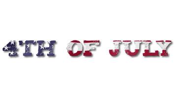 4th of July Text with USA Flag Waving Inside. Seamless Loop Animation on Transparent Background. video